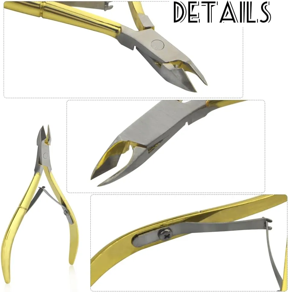 8Pieces Cuticle Trimmer Cuticle Nipper Cuticle Remover Cuticle Cutter Stainless Steel Cuticle Cutter Clipper Nail Tools for Fingernails and Toenails (Gold)
