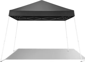 8x8ft Pop Up Canopy Tent Outdoor Foldable Portable Gazebo with Slant Legs and Carry Bag Easy Setup Shelter for Camping Patio Backyard Events (Dark Gray, 8x8ft)