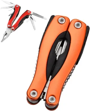 9 In 1 Portable Multi-Function Folding Tool Pliers, With Stainless Steel and Aluminum Handles,Multi-Function Outdoor Survival Tool, Cool Gadget Gift for Men(10 * 4.3cn) (orange)