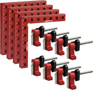 90 Degree Positioning Squares Right Angle Clamps 5.5" x 5.5",Aluminum Alloy Woodworking Carpenter L-Type Corner Clamping Tool for Picture Frames, Boxes, Cabinets or Drawers (4)