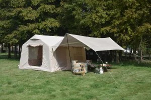 9.8 x13ft with Canopy Inflatable Camping Tents with Hand Pump Air Glamping Easy Setup and Windproof Blow up Tent Beige, Quick Setup Design