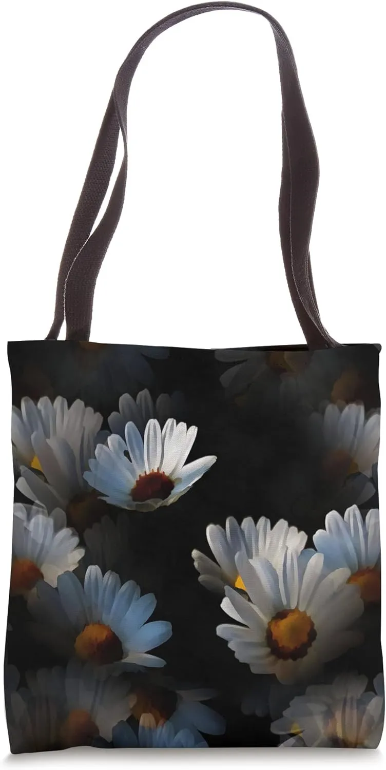 A Plethora Of Floating Daisies Isolated On Black Tote Bag