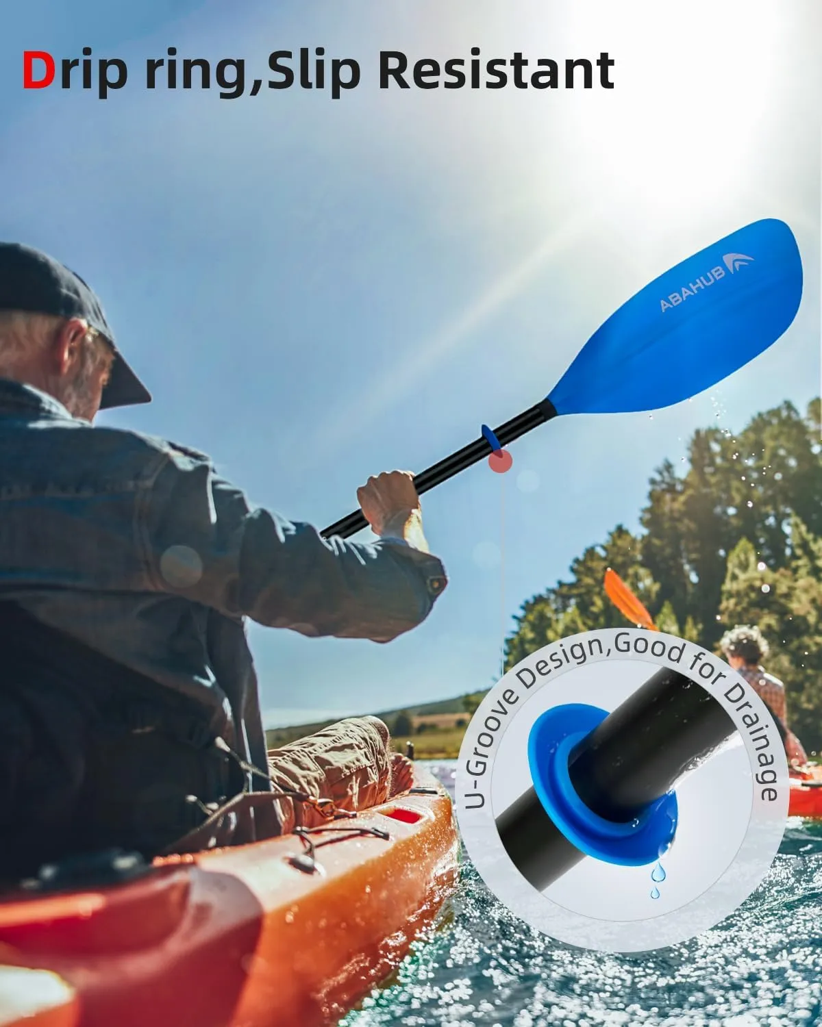 Abahub Adjustable Kayak Paddle 210-230 cm/ 230-250 cm Floating Kayaking Oars Boating Oars Canoeing Oars Black