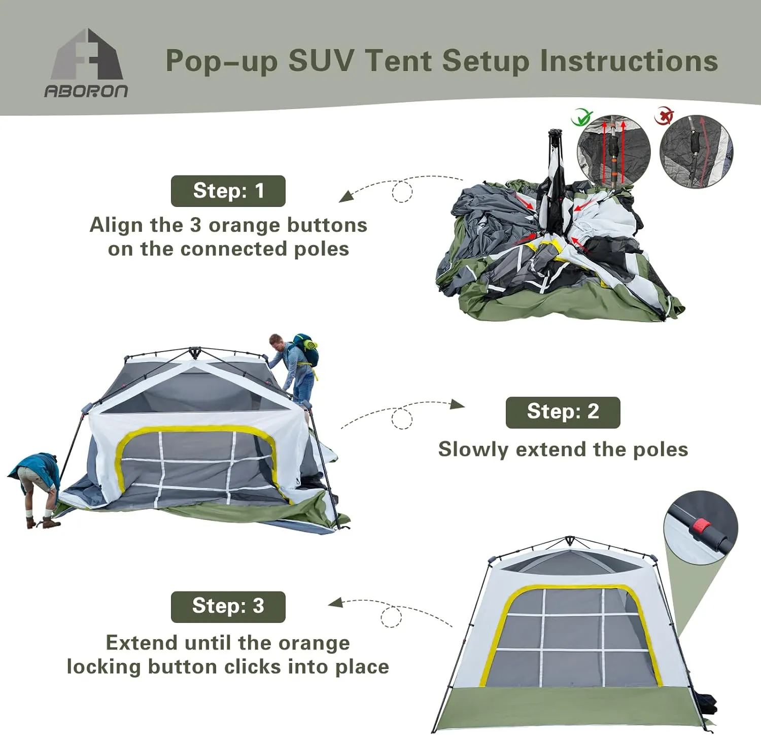 ABORON 4/6/8 Person SUV Tent, Easy Setup & Spacious SUV Tailgate Tent with Large Mesh Windoors, Rainfly & Awning, Perfect for Family & Group Outdoor Adventures
