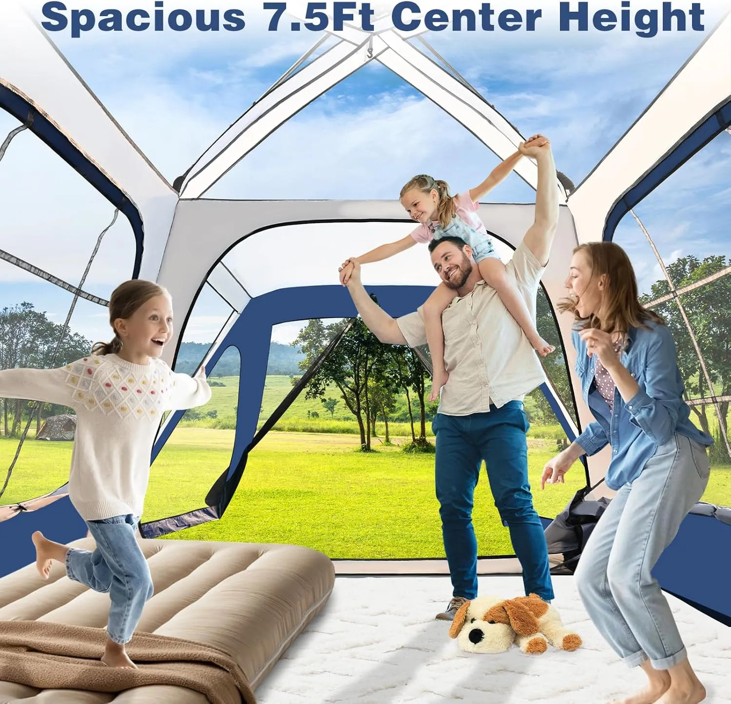 ABORON 4/6/8 Person SUV Tent, Easy Setup & Spacious SUV Tailgate Tent with Large Mesh Windoors, Rainfly & Awning, Perfect for Family & Group Outdoor Adventures