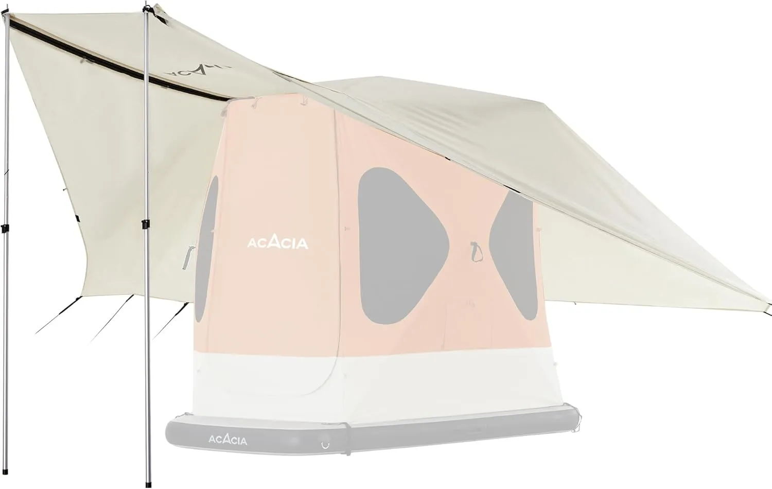 ACACIA Canopy 2-3 Person for Space Acacia Camping System, PU2000 Waterproof Camping Tarp for 4 Season Camping, UPF50  Sunproof Tent Tarp with 2 Telescoping Poles, Carry Bag, Almond