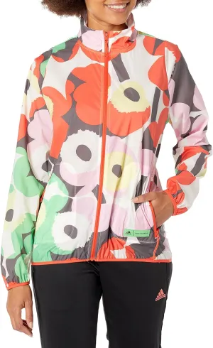adidas Women's Regular Marimekko Running Jacket, White/Blaze Orange, Small