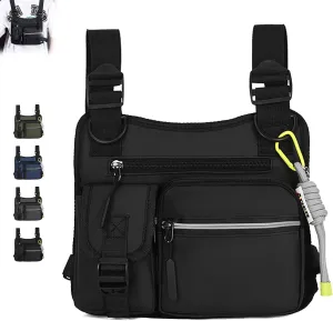 Adjustable Zipper Multi-Functional Tactical Chest Bag, Outdoor Chest Bag For Men, For Men, Outdoor, Travel, Climbing (black)