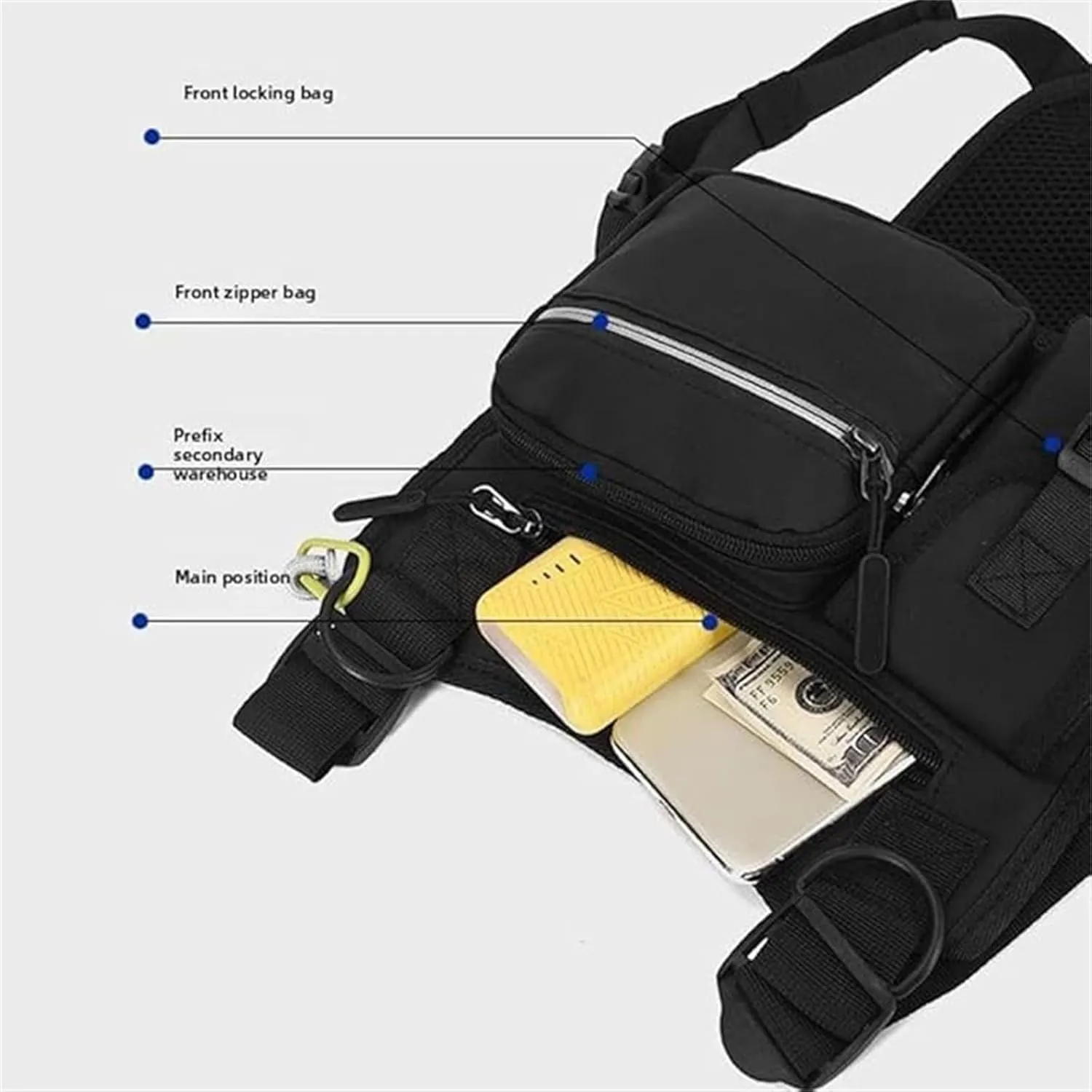 Adjustable Zipper Multi-Functional Tactical Chest Bag, Outdoor Chest Bag For Men, For Men, Outdoor, Travel, Climbing (gray)