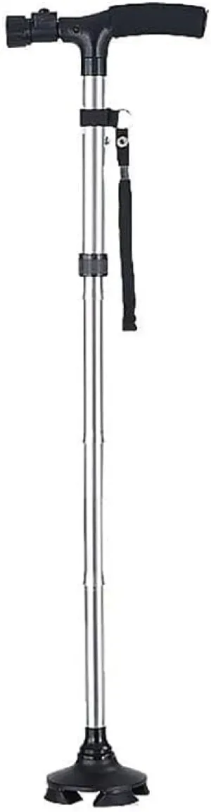 Adjusted Height-Telescopic Disability Medical Aid Elderly Crutches Aluminum Anti-Skid Walker with Lights and Straps(Silver)