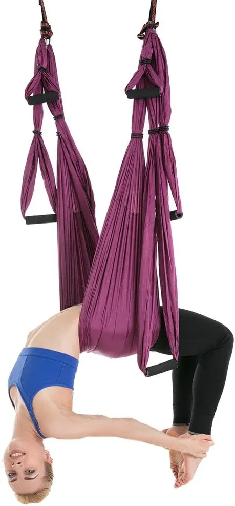 Aerial Trapeze Yoga Hammock Kit - Ultra Strong Antigravity Yoga Flying Sling Inversion Swing with Extension Straps