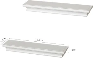 AHDECOR Modern White Floating Shelves, Sleek Wall Mounted Storage Solution for Living Room, Bedroom, Bathroom, and Kitchen Decor, Set of 2