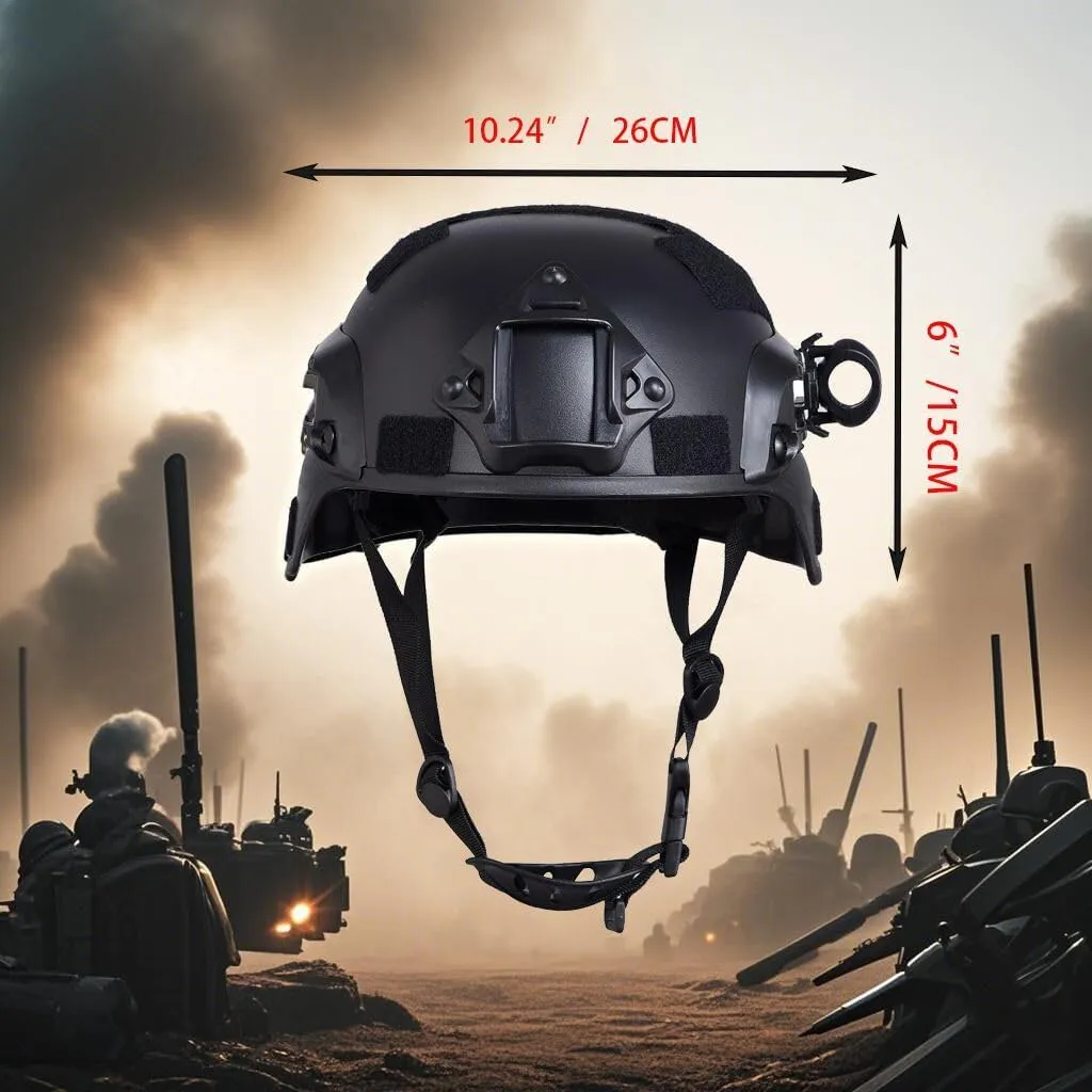 Airsoft Tactical Helmet, Full Face Mask for Men, Paintball Helmet, NVG Mount and Side Rails, Adjustable Strap - Complete Tactical Gear for Cosplay and Movie Props