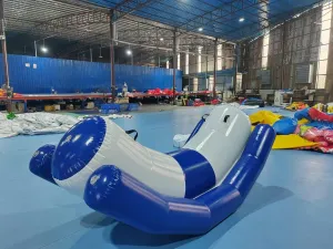 Airtight 0.9mm PVC Inflatable Water Toy Inflatable Water Seesaw Inflatables Water Park Floating Inflatable Water Totter Aqua Floating Water Seesaw（6.6ftx4ft with Pump）
