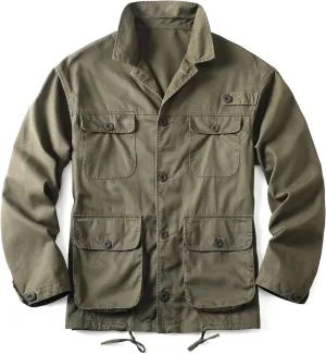 AKHKING Men's Camo Jacket M65 BDU Military Field Jacket Cotton Tactical Combat Army With Multi-Pockets Coat