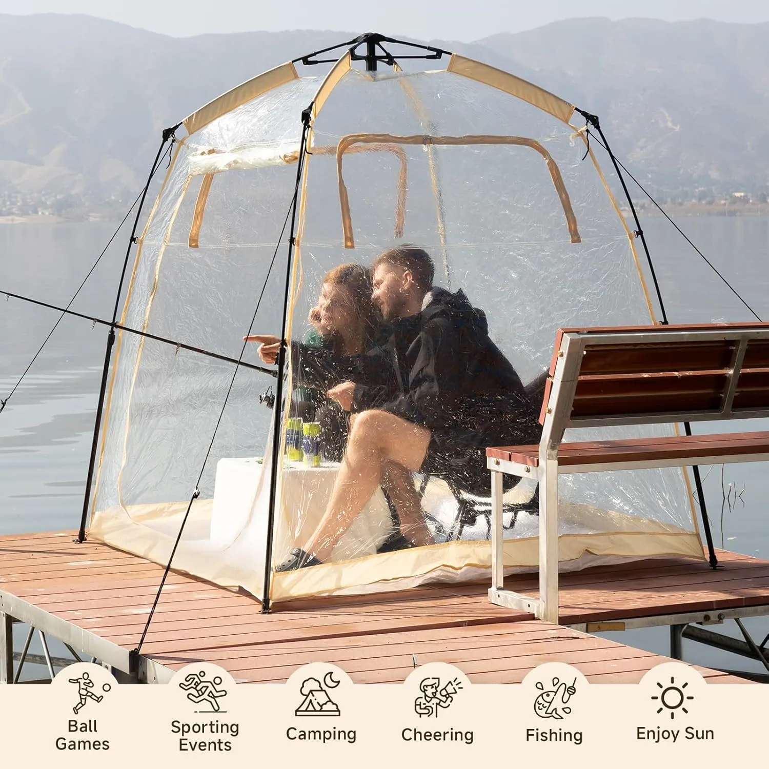 All Weather Proof Pod Sports Pod,540°View Weather Tent,1-4 Person Instant Tent with Sealed Floor,Outdoor Screen House with Carrying Bag,Screen Room for Sport Event,Camping,Fishing