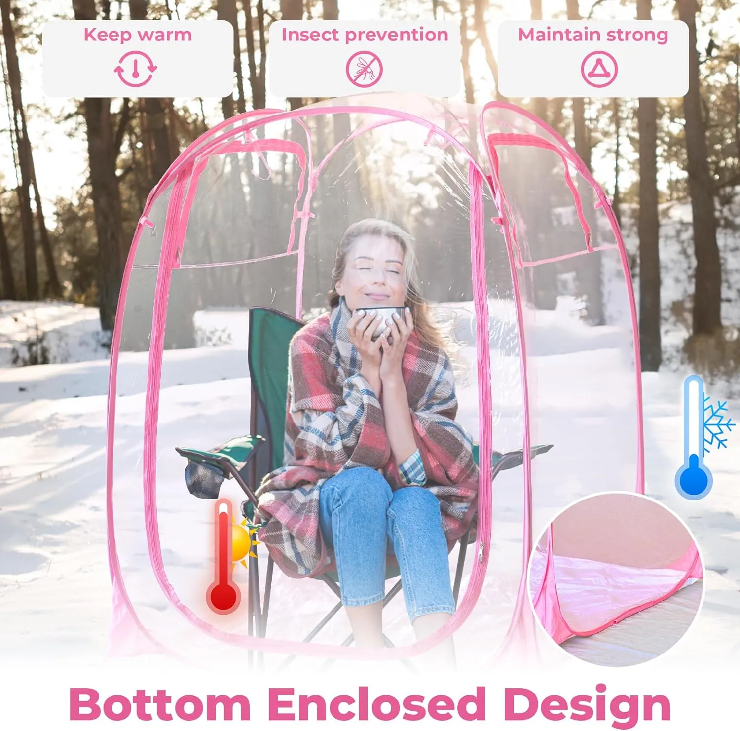 All Weather Proof Pod,Outdoor Weather Tent Sports Pod,540°View Bubble,Pop Up Screen House with Carry Bag,Screen Room for Sport Event,Camping,Fishing,Cheering