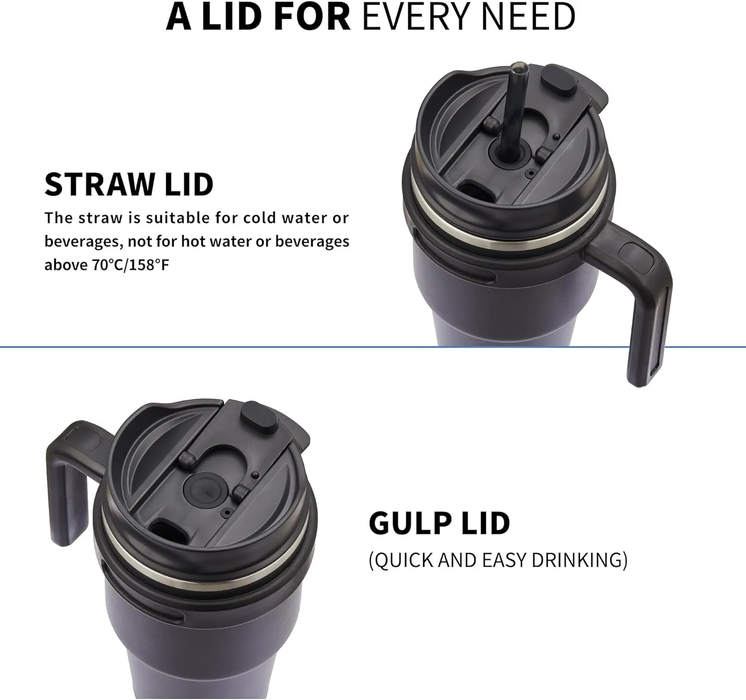 ALOUFEA 20 oz Insulated Coffee Mug Tumbler with Handle, Stainless Steel Travel Mug Tumbler with Lid and Straw,Double Wall Vacuum Leak Proof Ice Coffee Thermal Cup, Rose Gold