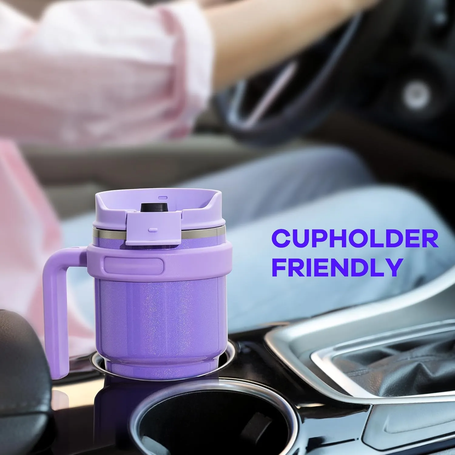 ALOUFEA 20 oz Insulated Coffee Mug Tumbler with Handle, Stainless Steel Travel Mug Tumbler with Lid and Straw,Double Wall Vacuum Leak Proof Ice Coffee Thermal Cup, Rose Gold