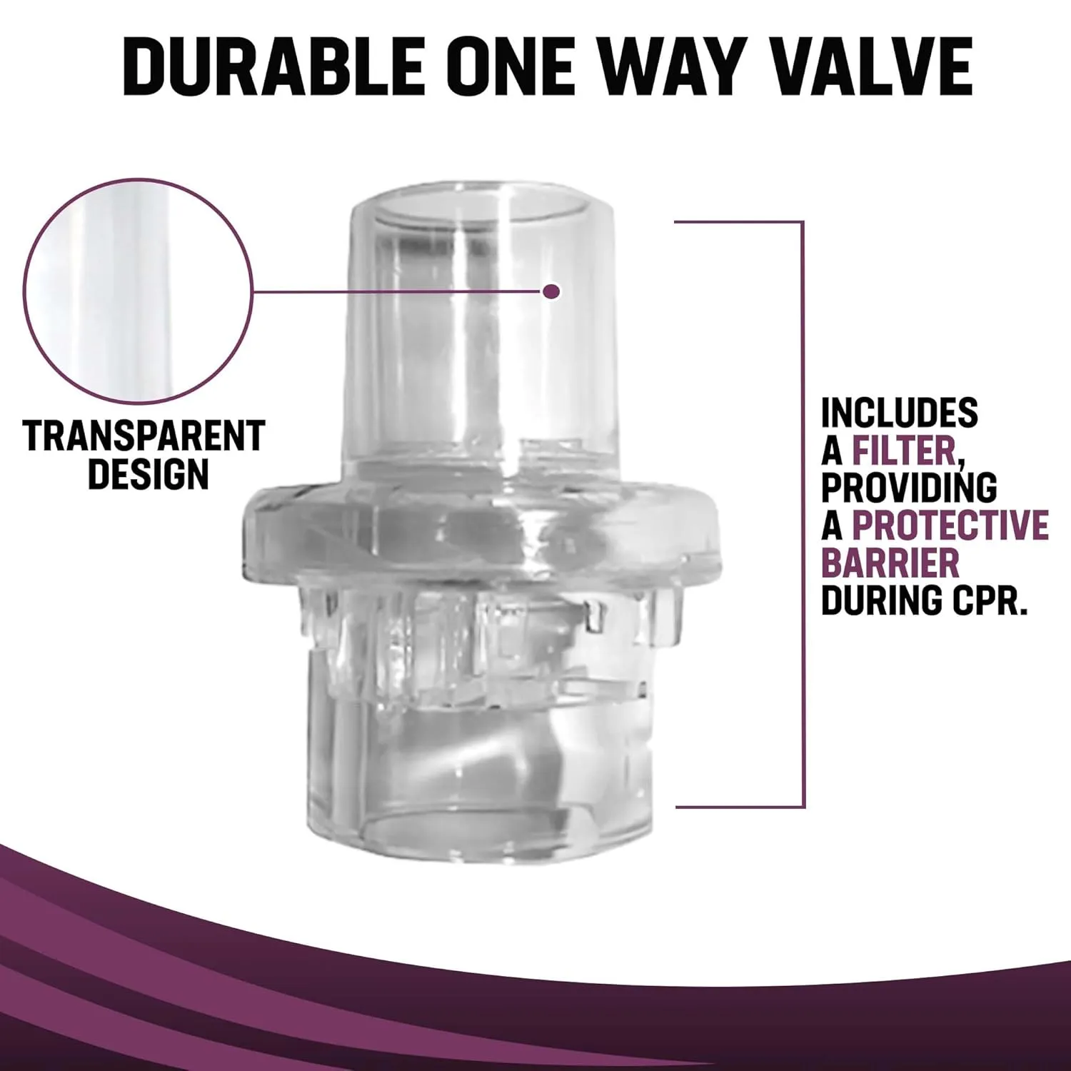 Ambu Kemp USA Durable One Way Valve for CPR Mask - Essential First Aid Kit Equipment, Survival Gear - Emergency Supplies for Experts (50)