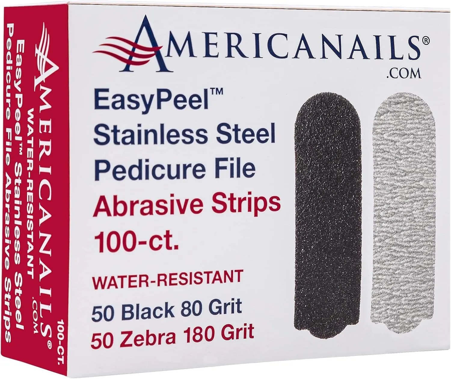 Americanails EasyPeel Pedicure Abrasive Strips for Foot File - Professional Foot Care Pedicure - Hard Cracked Skin, Corns, Callus, Dead Skin Remover for Smooth Feet - Foot Scrub Care Tool (100 Pack)
