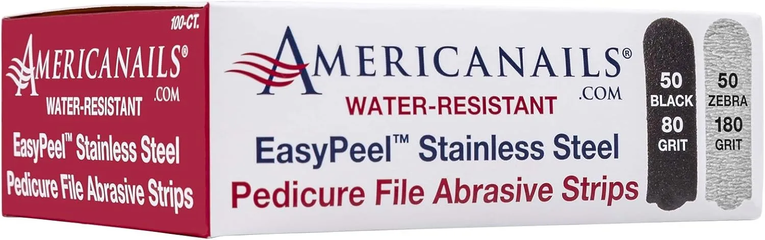 Americanails EasyPeel Pedicure Abrasive Strips for Foot File - Professional Foot Care Pedicure - Hard Cracked Skin, Corns, Callus, Dead Skin Remover for Smooth Feet - Foot Scrub Care Tool (100 Pack)