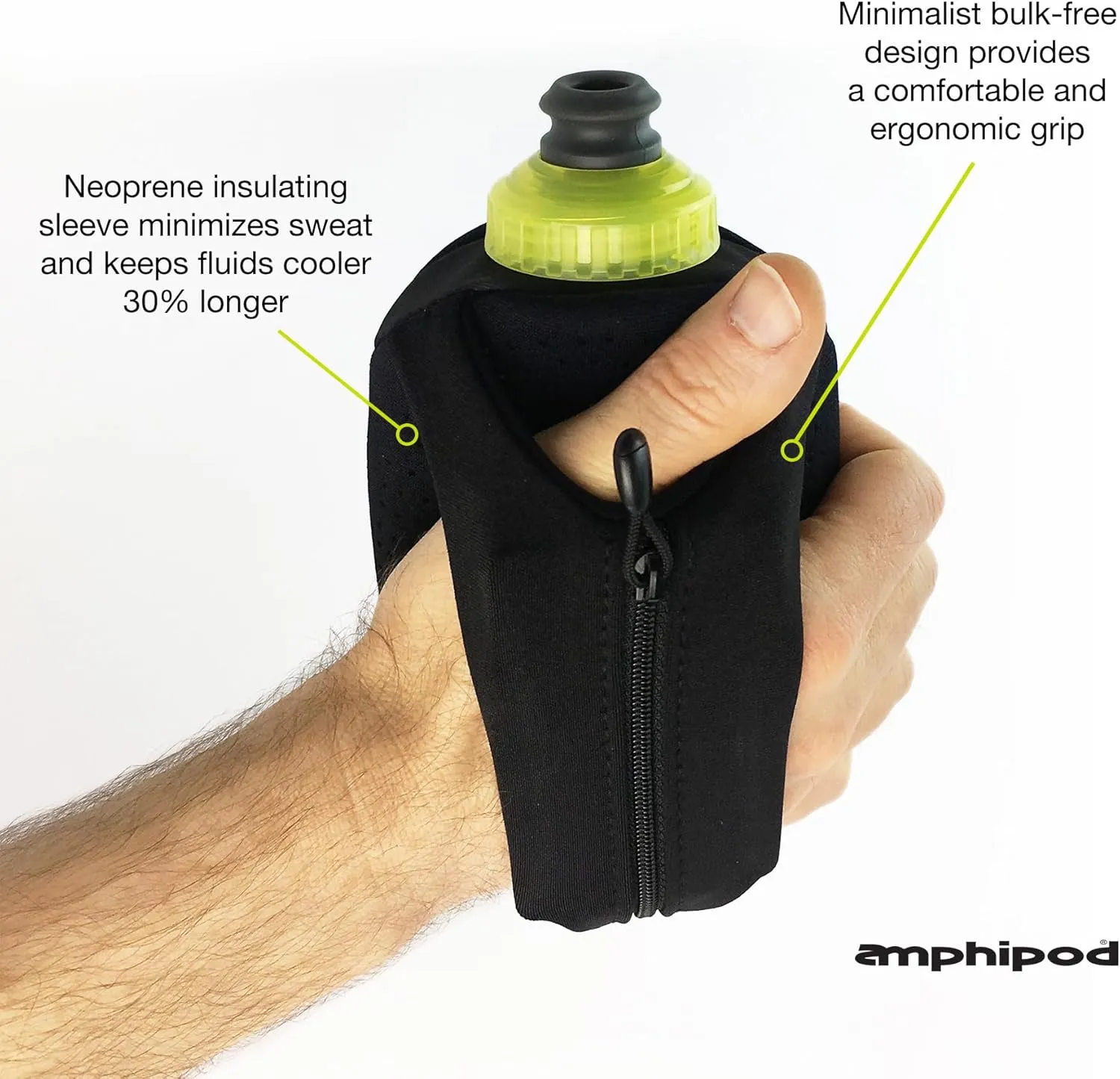 Amphipod Hydraform Ergo-Lite Handheld Water Bottle, BPA-Free Minimalist Insulated Hydration for Ultra-Running & Walking - Pink -16 oz
