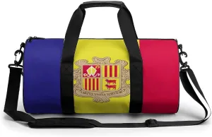 Andorra Flag Sports Duffel Bag for Boys Girls Dry Wet Separation Overnight Gym Bag