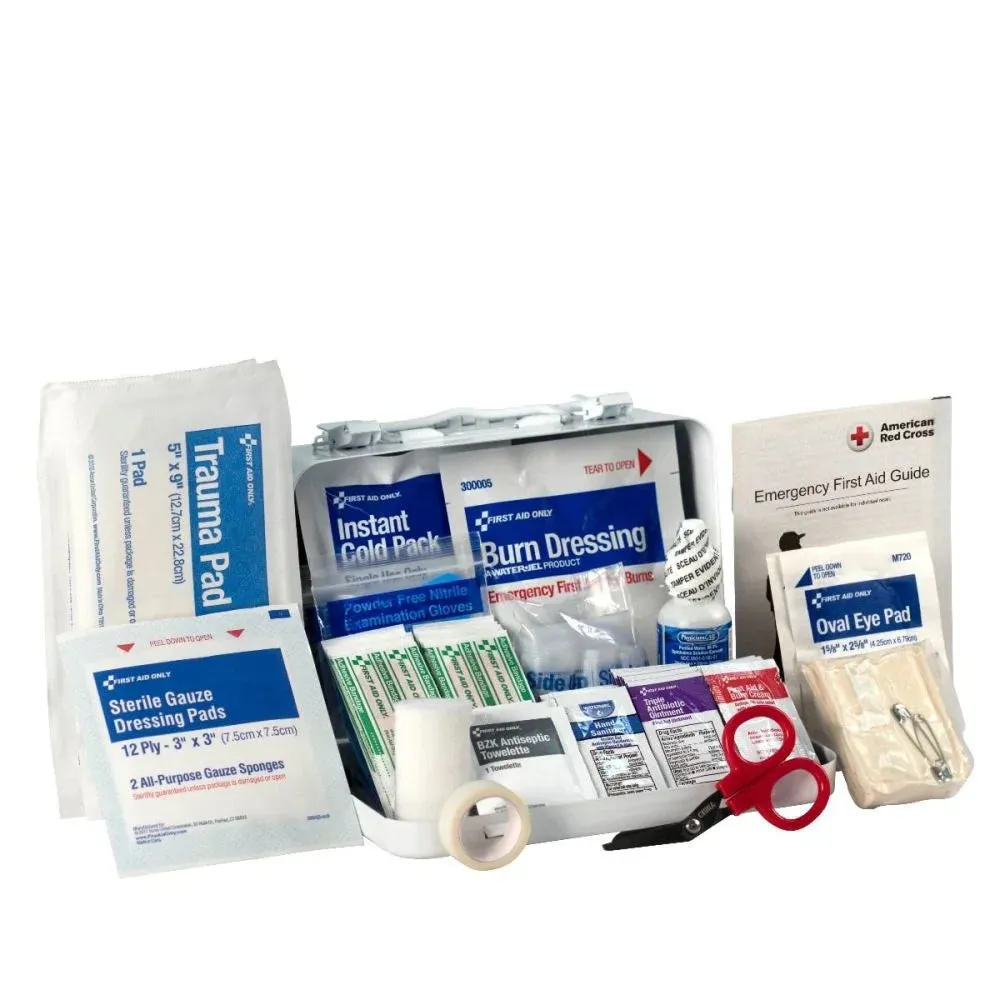 ANSI Class A  351 First Aid Kit | Professional Metal Case with Wall Mount | OSHA Compliant Emergency Medical Kit