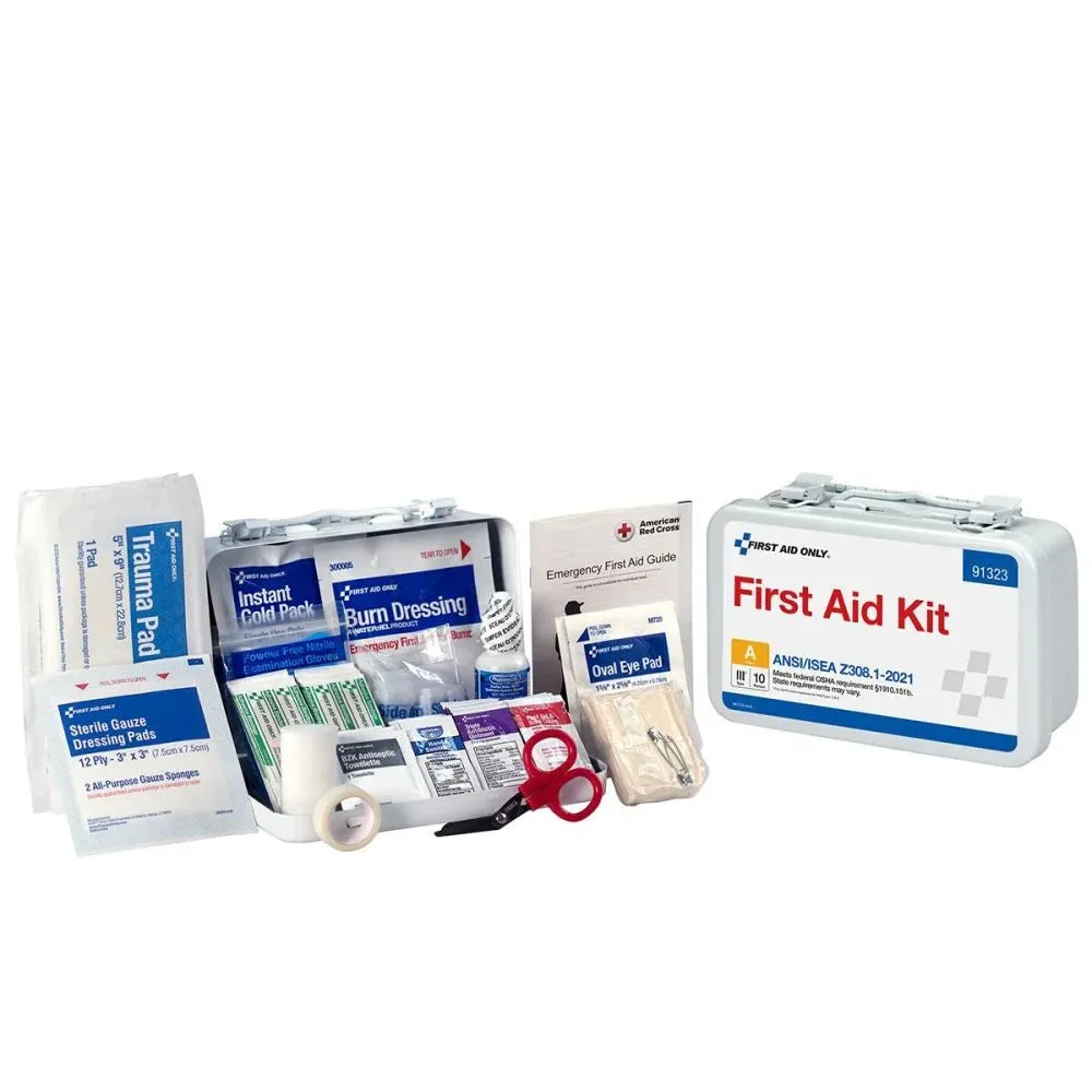 ANSI Class A  351 First Aid Kit | Professional Metal Case with Wall Mount | OSHA Compliant Emergency Medical Kit