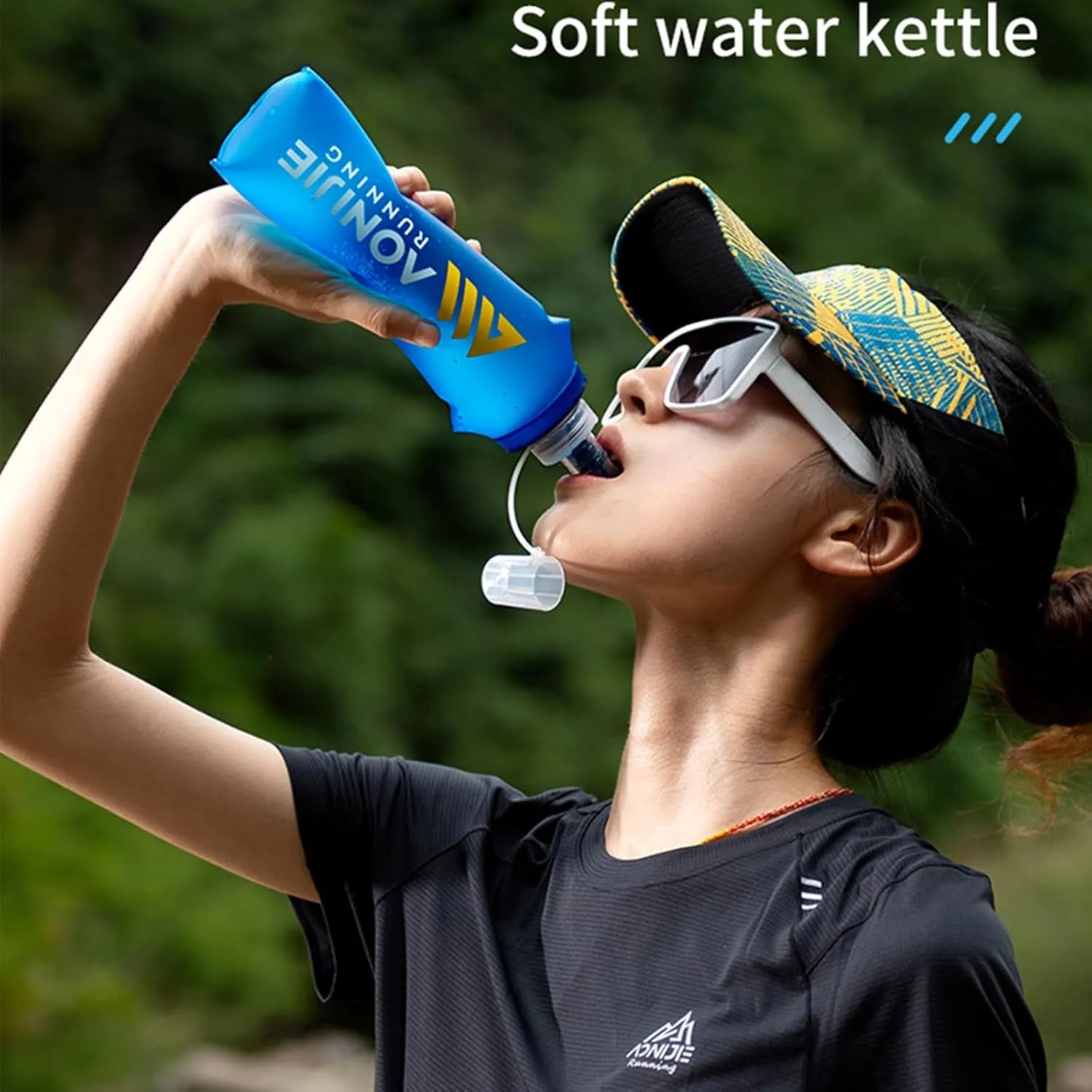 AONIJIE Soft Flasks, TPU Collapsible Foldable Water Bottles for Hydration Pack Running Cycling 2 Pack (500ml pack of 2)