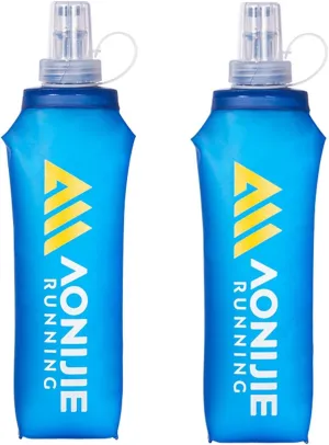 AONIJIE Soft Flasks, TPU Collapsible Foldable Water Bottles for Hydration Pack Running Cycling 2 Pack (500ml pack of 2)