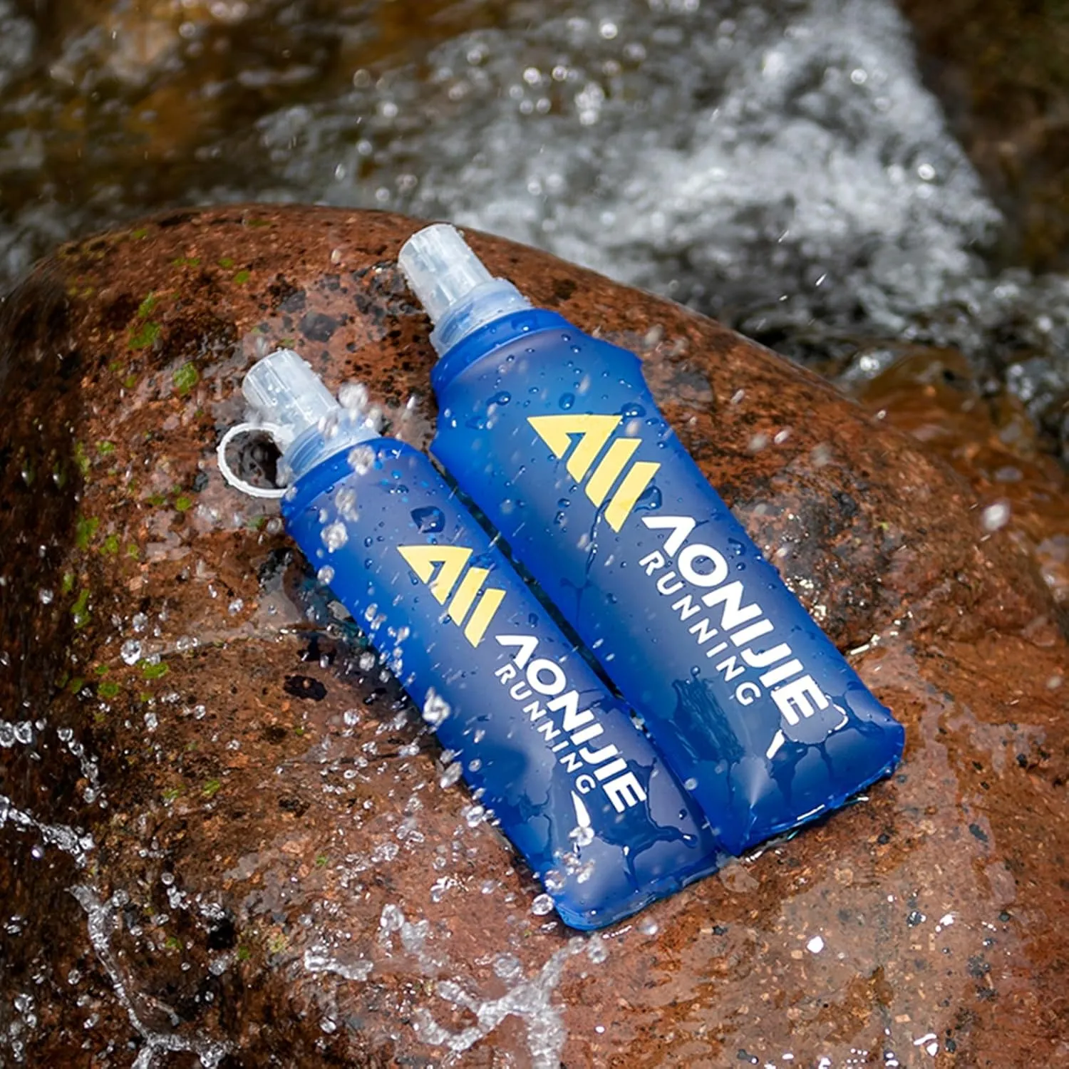 AONIJIE Soft Flasks, TPU Collapsible Foldable Water Bottles for Hydration Pack Running Cycling 2 Pack (500ml pack of 2)