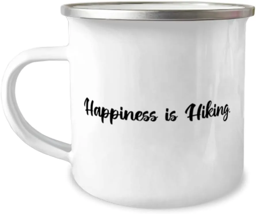 Appreciation Hiking 12oz Camping Mug, Happiness is Hiking, Present For Friends, Unique Gifts From Friends, Hiking gear, Outdoor gear, Camping gear, Survival gear, Emergency gear, First aid kit