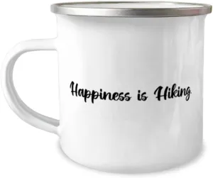 Appreciation Hiking 12oz Camping Mug, Happiness is Hiking, Present For Friends, Unique Gifts From Friends, Hiking gear, Outdoor gear, Camping gear, Survival gear, Emergency gear, First aid kit