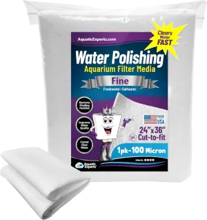 Aquatic Experts Aquarium Polishing Filter Pad, Water Polishing Pad for Aquarium Filters, Filter Floss for Fish Tank Filters, (100 Micron, 24" x 36" - 1 Pack)