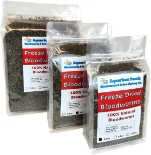 Aquatic Foods Inc. Bloodworms, Grade A Freeze Dried Bloodworms for All Tropical Fish, Cichlids, Discus, Tetras, Goldfish, Bettas, Angel Fish, Marine Fish, Carnivorous Plants…4.3oz Clear Bag