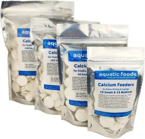 Aquatic Foods Inc. Small & Medium Calcium Feeder Disks for Shrimp, Snails, Crabs, Crayfish, Hermit Crabs and All Tropical Fish…200 Count Bag of Small & Medium