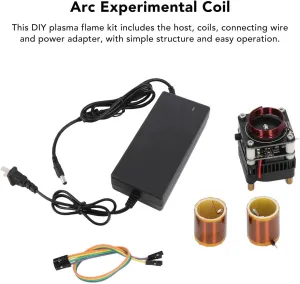 Artificial Flame Coil DIY Kit, 48V DC Arc Plasma Flame Experimental Coil Set with Cooling Fan, Science Teaching Experiment Model Desktop Toy for DIY Electronic Candles(US)