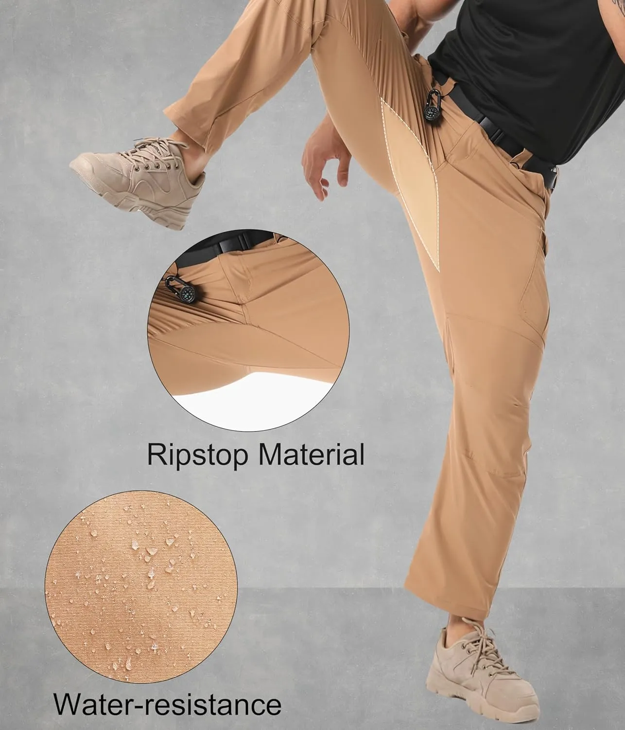 Arunlluta Men’s Tactical Pants, Ripstop Water Resistant Cargo Work Pants for Men, Stretch Hiking Pants Lightweight