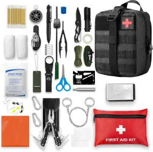 ASA Techmed Survival First Aid Kit - 75-Piece Emergency Trauma Kit for Tactical Medics, Military, Firefighter, EMTs, Police, Hikers, Campers, Hunters - Comprehensive Tactical Med Kit