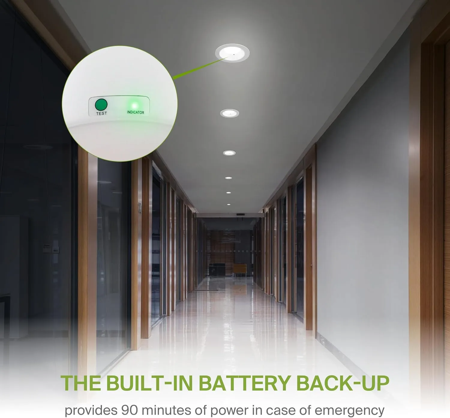 ASD Commercial LED Downlight 6 Inch with Emergency Battery Backup 15W, Power Adjustable Downlights 12/16/22/26/30W, Canless Recessed Lighting 120-277V, 5 CCT 2700K-5000K, Dimmable, IC Rated, White ETL