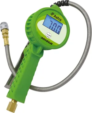 Astro Tools 3018GR Digital Tire Inflator w/Stainless Steel Hose & Push-Lock Coupler Chuck - Green, Large