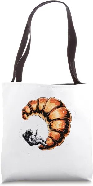 Astronaut Space Croissant Planet Stars Galaxy Tote Bag
