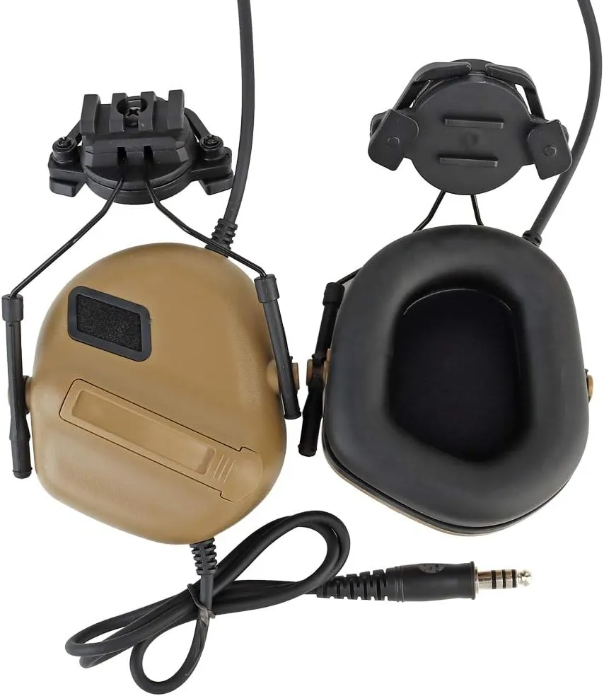 ATAIRSOFT Tactical Headset Unlimited Power Intercom with Microphone Waterproof Hunting Shooting Headphones Earmuff No Noise Reduction Function (Tan)
