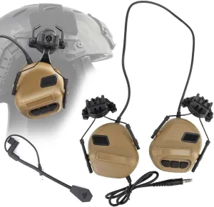 ATAIRSOFT Tactical Headset Unlimited Power Intercom with Microphone Waterproof Hunting Shooting Headphones Earmuff No Noise Reduction Function (Tan)