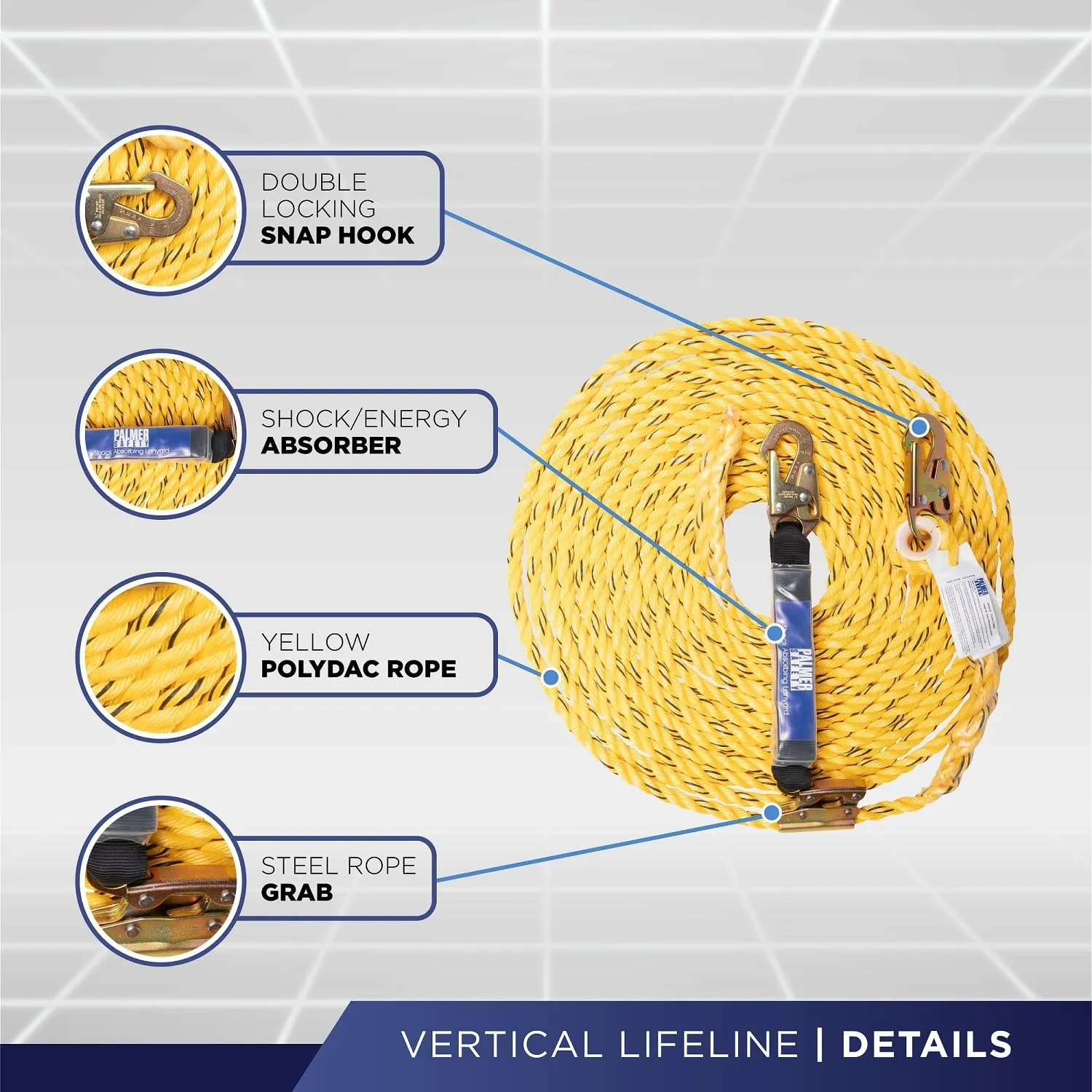 ATERET V5501 Roofing Bucket I 50 ft. Vertical Lifeline Assembly, Reusable Anchor, 5 Gallon Bucket, Safety Harness Kit