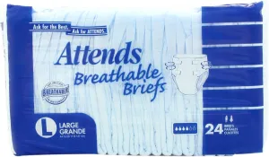 Attends Breathable Fitted Briefs w/ Flex Tabs, Size Large, Bag/24