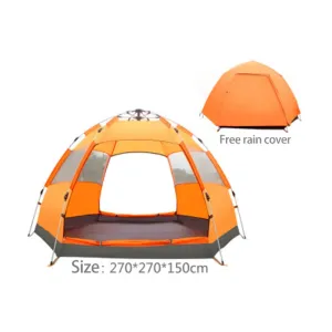 Automatic Hexagonal Camping Tent for 4 People - Ultralight, Waterproof, Quick Setup, Ideal for Family and Outdoor Sports Events