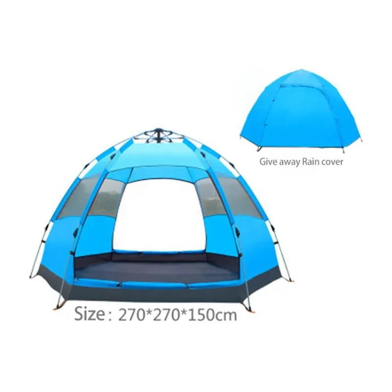 Automatic Hexagonal Camping Tent for 4 People - Ultralight, Waterproof, Quick Setup, Ideal for Family and Outdoor Sports Events